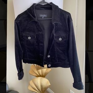 Black corduroy button cropped jacket